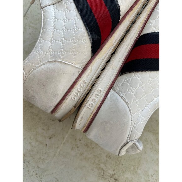Gucci White Leather Sneakers With Red & Blue Stripes Size 10G - Picture 10 of 13
